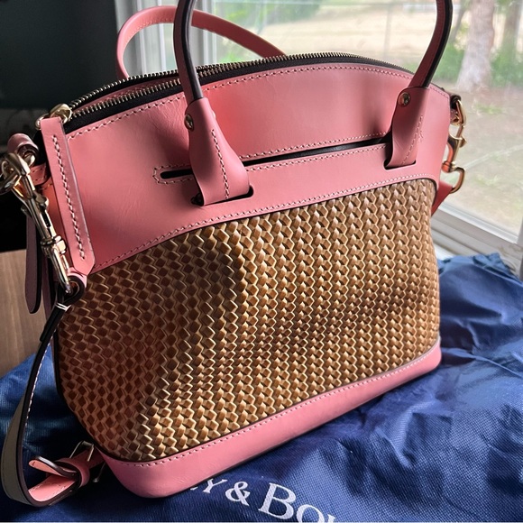 Dooney & Bourke Beacon Woven Pink and Tan Satchel - Picture 7 of 13